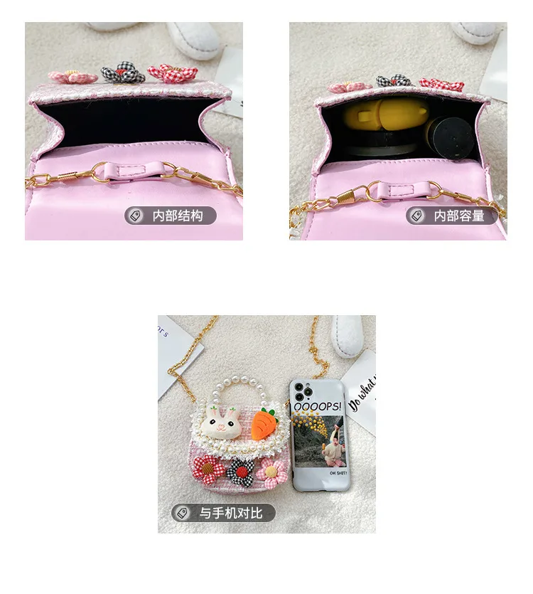 Fashion Children's Bag Cute Flower Baby Girl Coin Purse Cotton Linen Cartoon Bunny Children's Crossbody Bag display picture 63