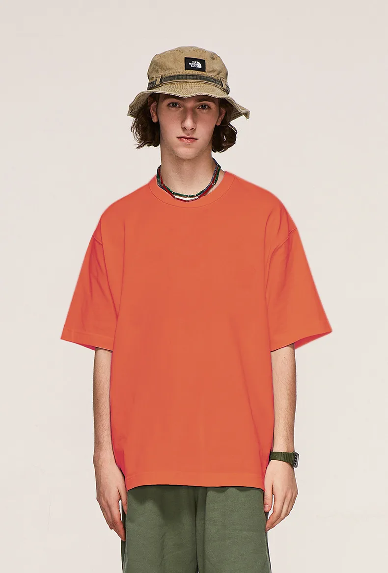 Jie Zhan Men's Wear | 305G Heavy Short Sleeve  Spring/Summer Shoulder Solid Color Street Tide Brand T-Shirt# Sold Out display picture 5