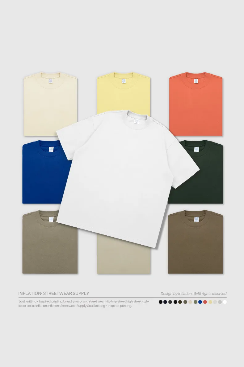 Jie Zhan Men's Wear | 305G Heavy Short Sleeve  Spring/Summer Shoulder Solid Color Street Tide Brand T-Shirt# Sold Out display picture 7