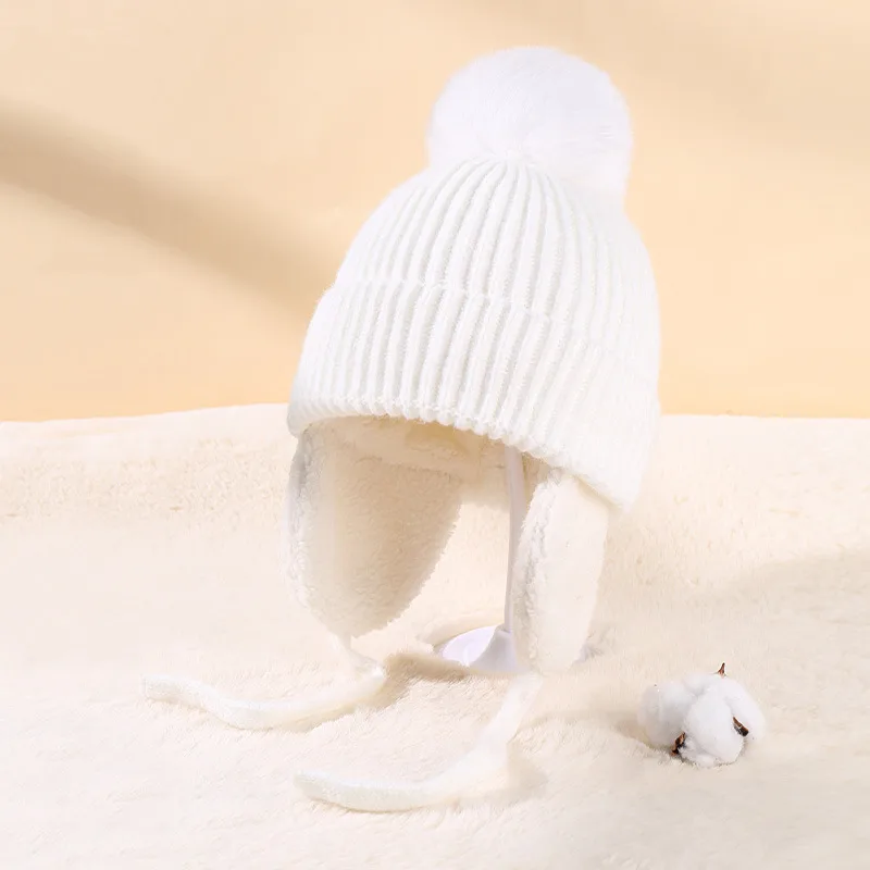 Children's Hat Autumn And Winter New Internet Popular  Fur Ball Wool Hat Fleece-lined Ear Protection Warm Knitted Hat Baby Hat display picture 11