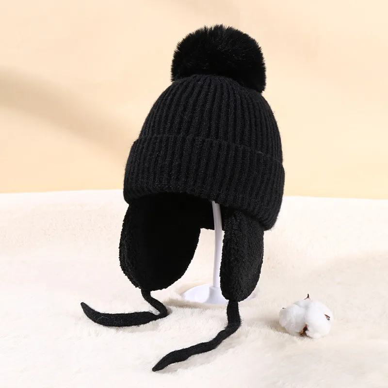Children's Hat Autumn And Winter New Internet Popular  Fur Ball Wool Hat Fleece-lined Ear Protection Warm Knitted Hat Baby Hat display picture 12