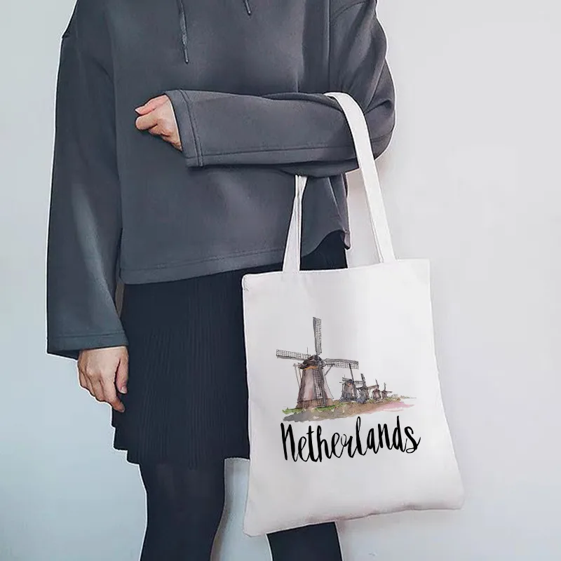 Women's Large Canvas Letter Building Streetwear Square Open Shoulder Bag display picture 6