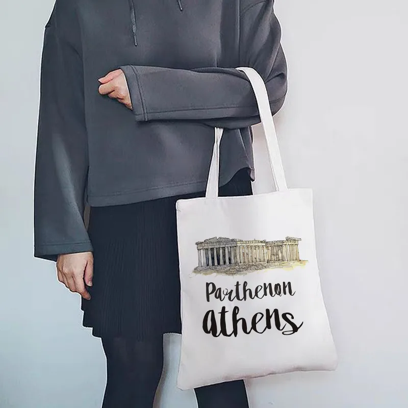 Women's Large Canvas Letter Building Streetwear Square Open Shoulder Bag display picture 7