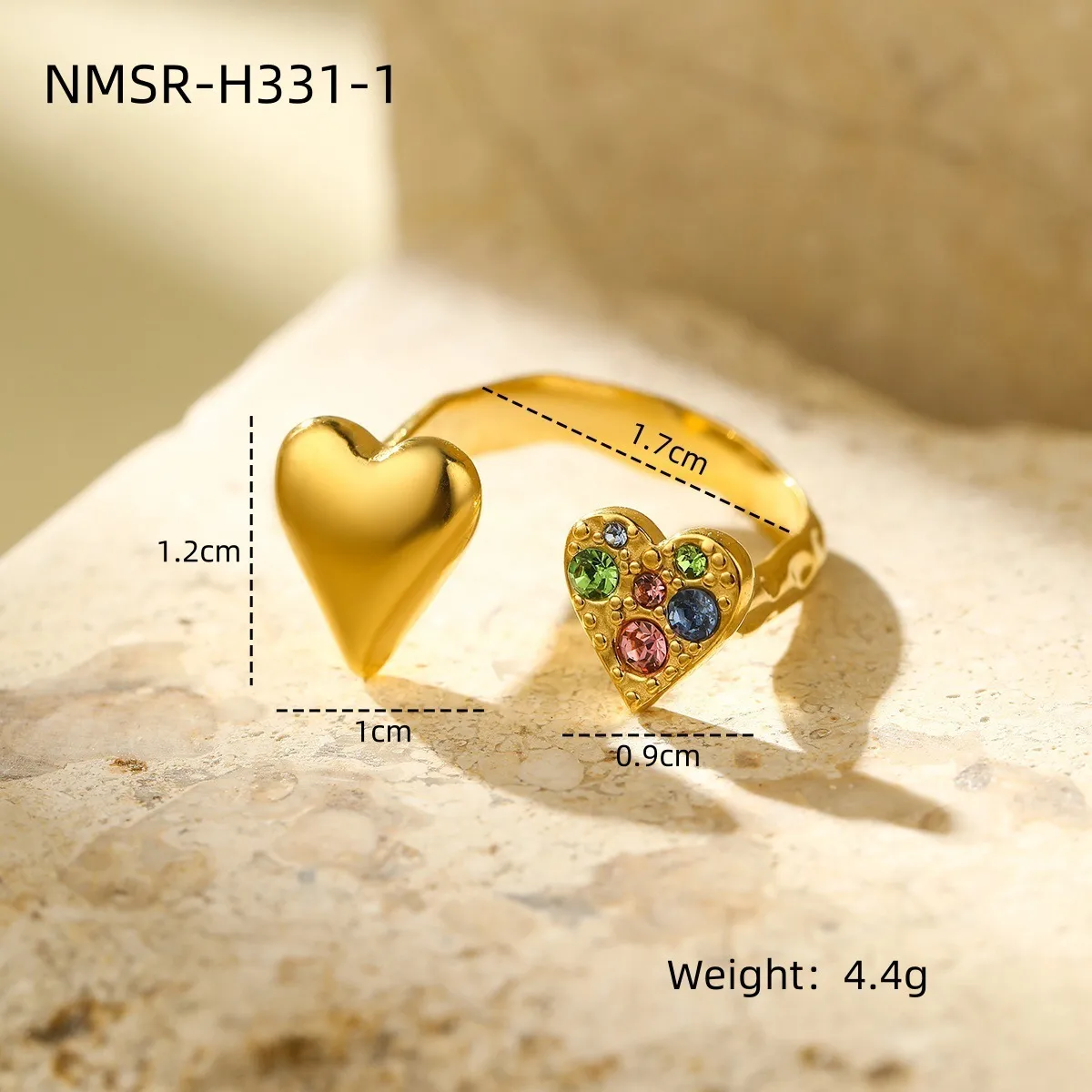Classic Style Heart Shape 304 Stainless Steel Women's Adjustable Ring Charm Rings Open Rings display picture 6