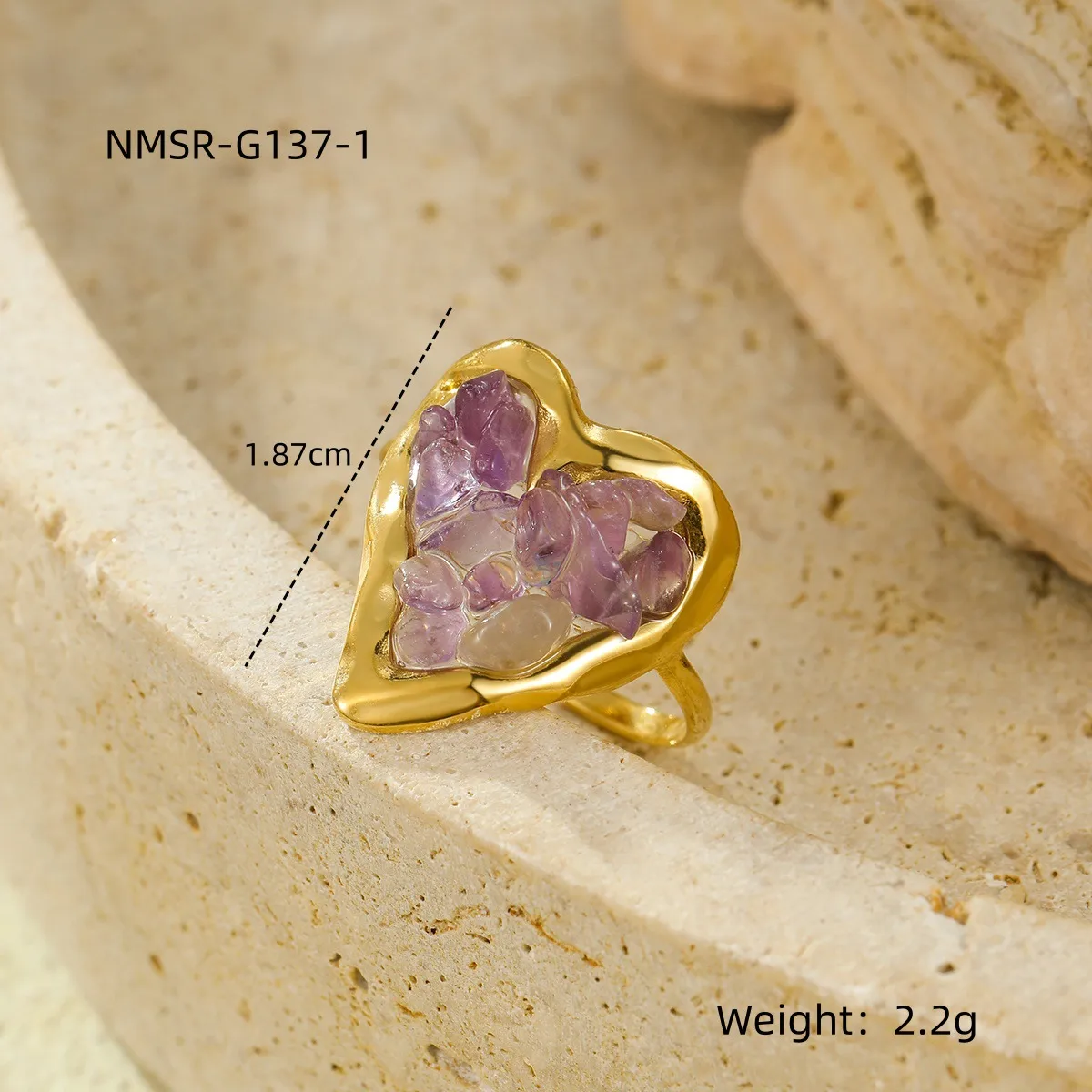 Classic Style Heart Shape 304 Stainless Steel Women's Adjustable Ring Charm Rings Open Rings display picture 4
