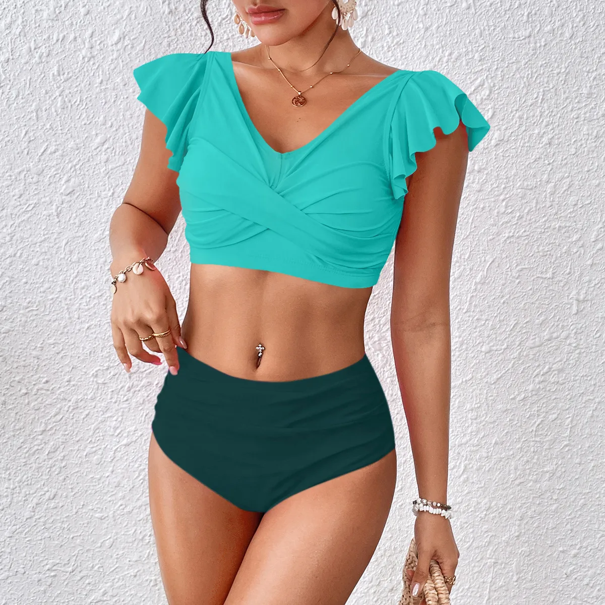New    Bikini Sexy Pit Tube Top High Split Front Twist Swimsuit Bikini display picture 8