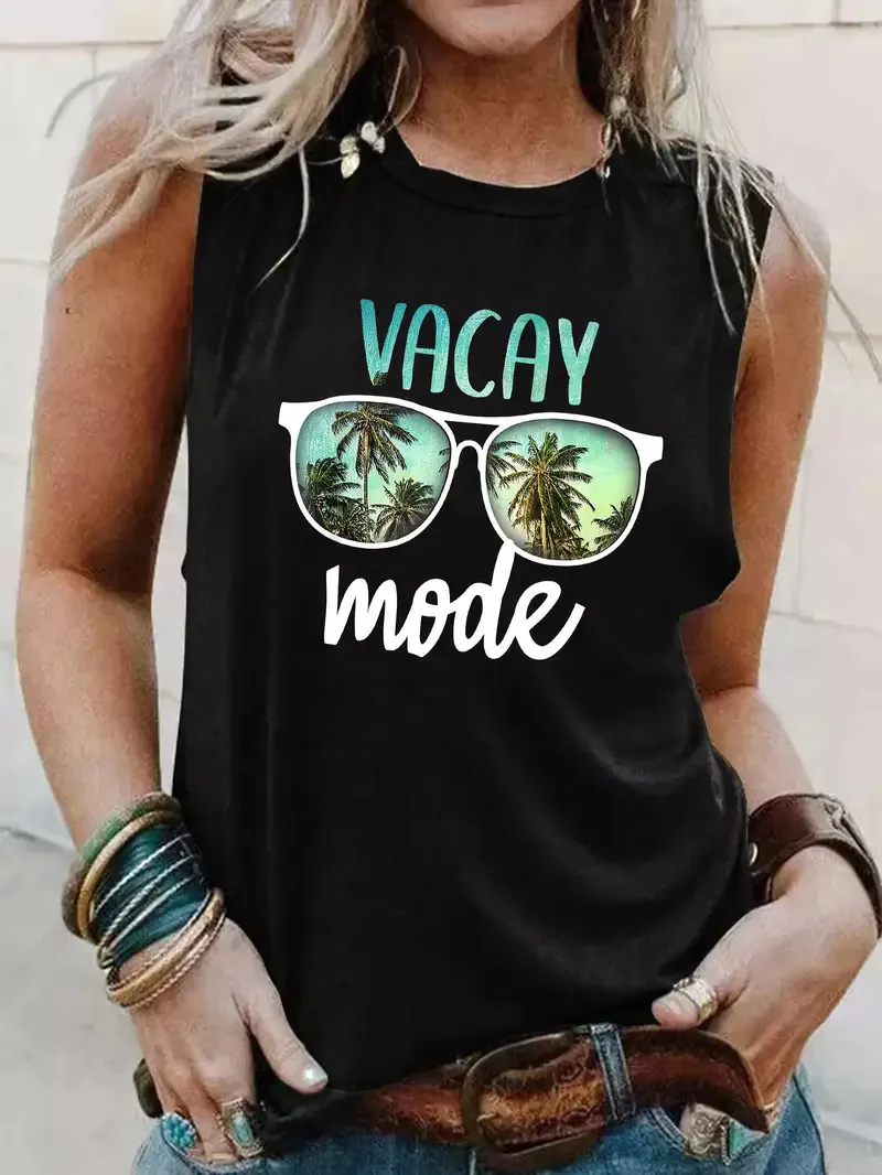 Women's Pullovers Vest Tank Tops Casual Letter Moon display picture 13