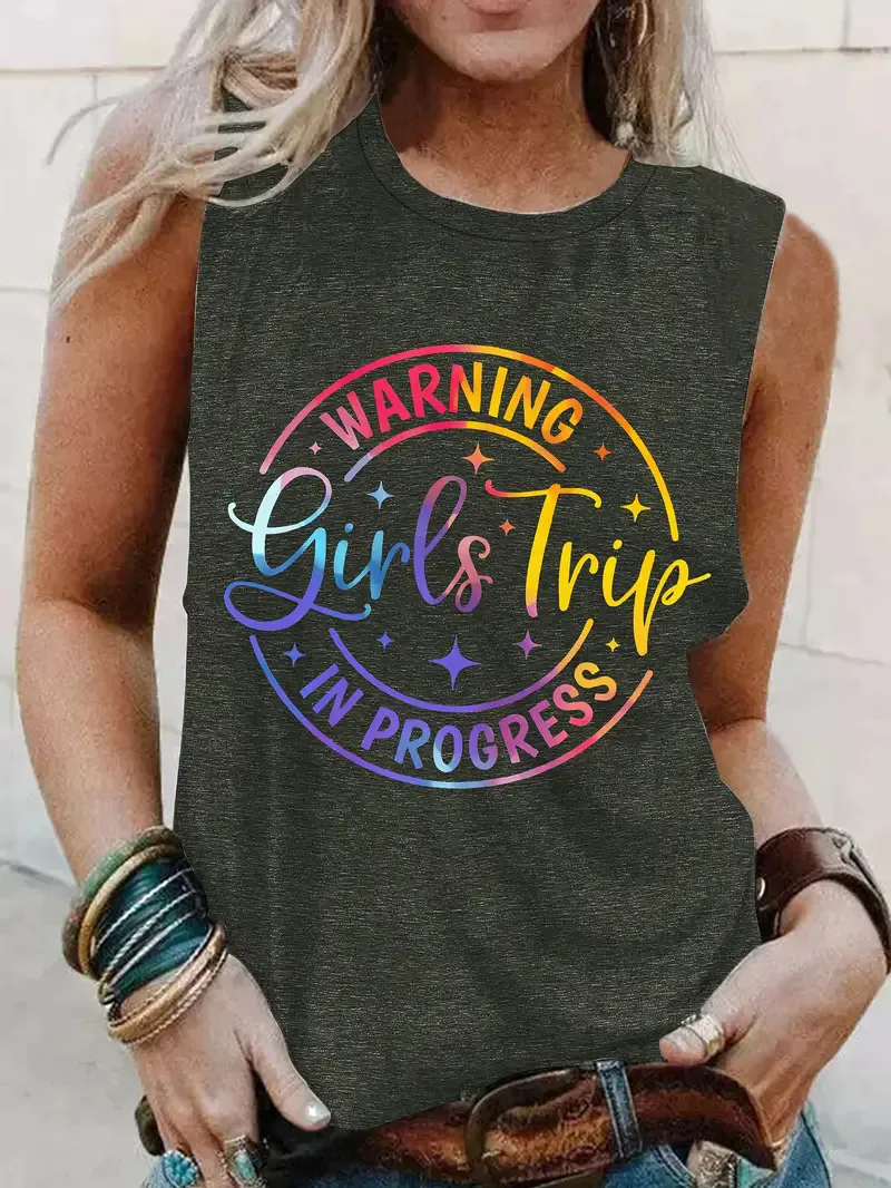 Women's Pullovers Vest Tank Tops Casual Letter Moon display picture 14