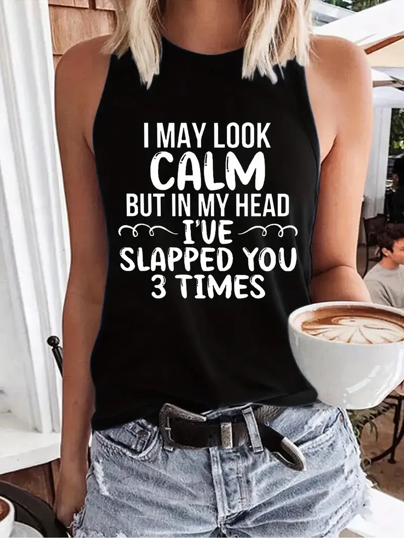 Women's Pullovers Vest Tank Tops Casual Letter Moon display picture 11