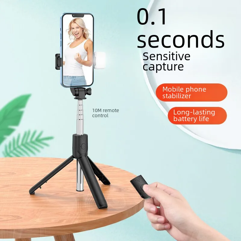 Direct Mini Portable Handheld Mobile Phone Bluetooth Selfie Stick Tripod Flash Light Photography Tool display picture 1