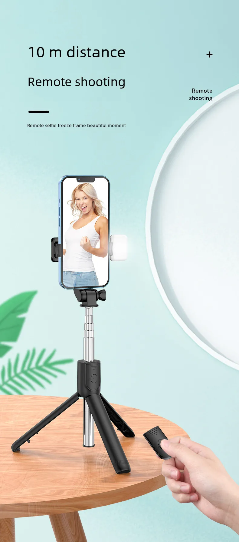 Direct Mini Portable Handheld Mobile Phone Bluetooth Selfie Stick Tripod Flash Light Photography Tool display picture 4