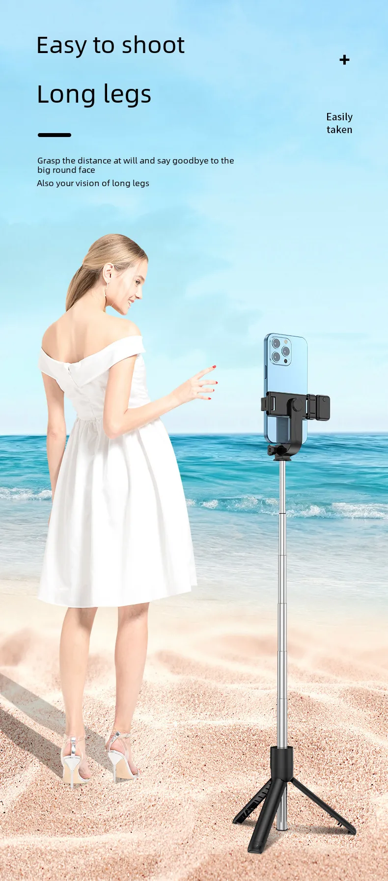 Direct Mini Portable Handheld Mobile Phone Bluetooth Selfie Stick Tripod Flash Light Photography Tool display picture 5