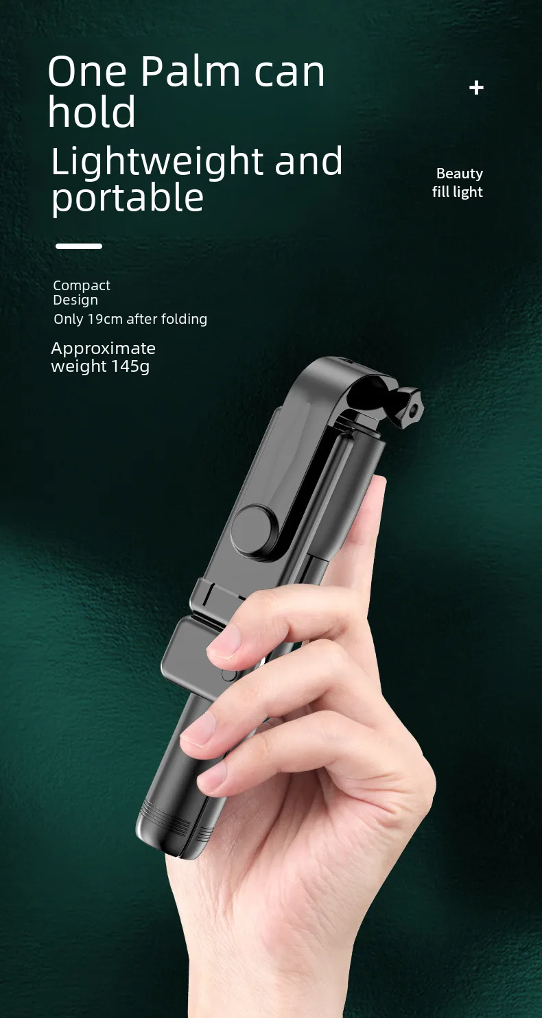 Direct Mini Portable Handheld Mobile Phone Bluetooth Selfie Stick Tripod Flash Light Photography Tool display picture 7