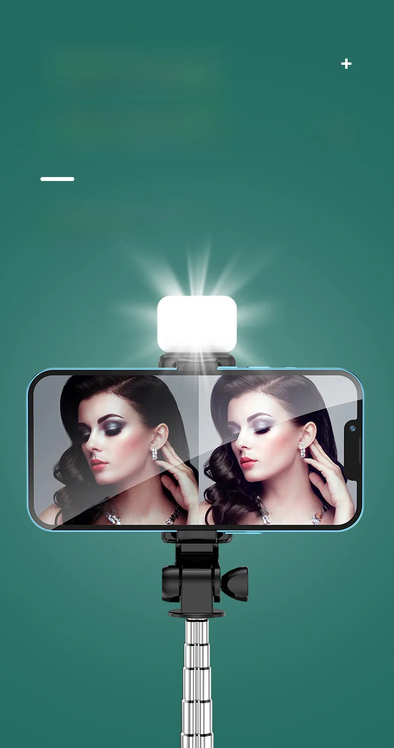 Direct Mini Portable Handheld Mobile Phone Bluetooth Selfie Stick Tripod Flash Light Photography Tool display picture 10