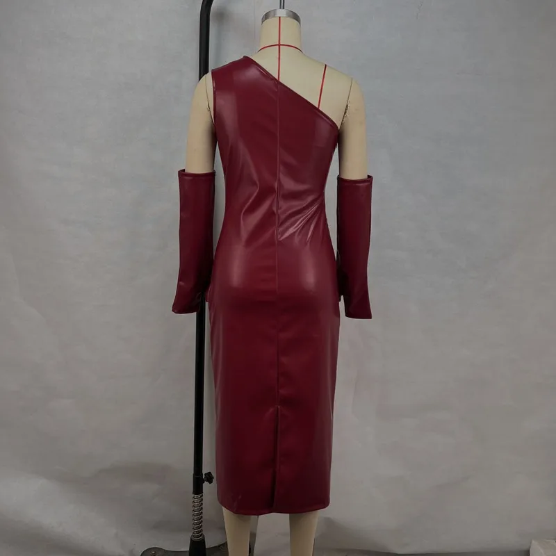 Women's Hip Skirt Streetwear Oblique Collar Sleeveless Solid Color Midi Dress Holiday display picture 2