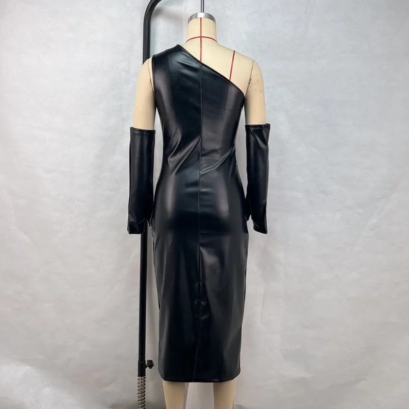 Women's Hip Skirt Streetwear Oblique Collar Sleeveless Solid Color Midi Dress Holiday display picture 5