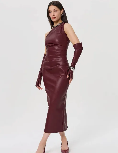 Women's Hip Skirt Streetwear Oblique Collar Sleeveless Solid Color Midi Dress Holiday display picture 10