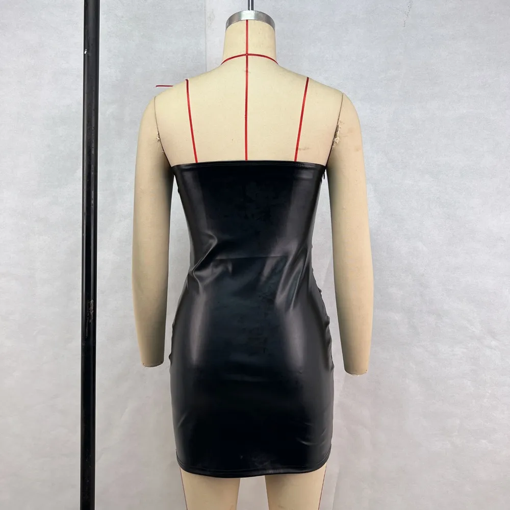Women's Hip Skirt Streetwear Strapless Pleated Sleeveless Solid Color Above Knee Holiday display picture 3