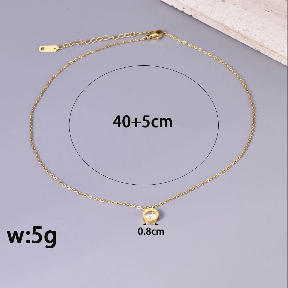 Simple Style Round 304 Stainless Steel Inlay Zircon 18K Gold Plated Women's Pendant Necklace display picture 5