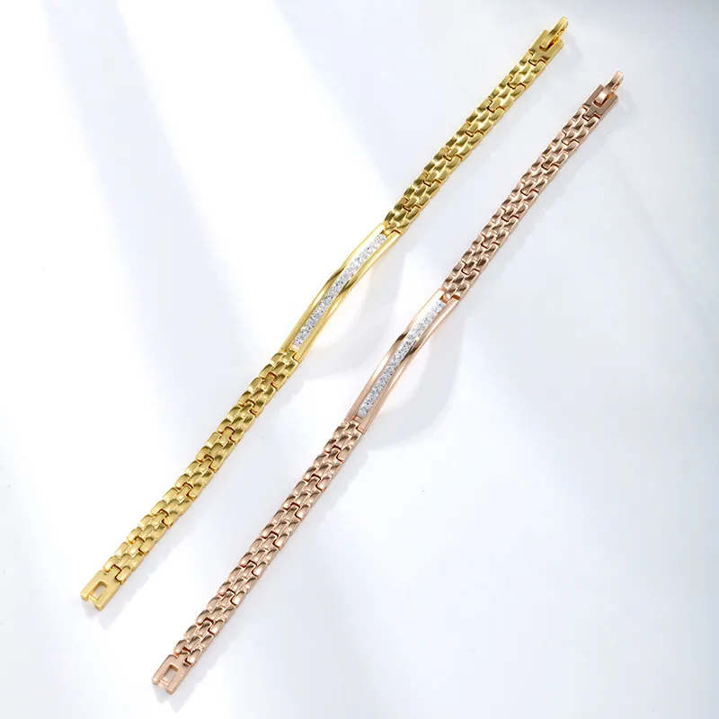 XUPING Simple Style Geometric Alloy Copper Inlay Zirconia 18K Gold Plated Women's Bracelets display picture 1