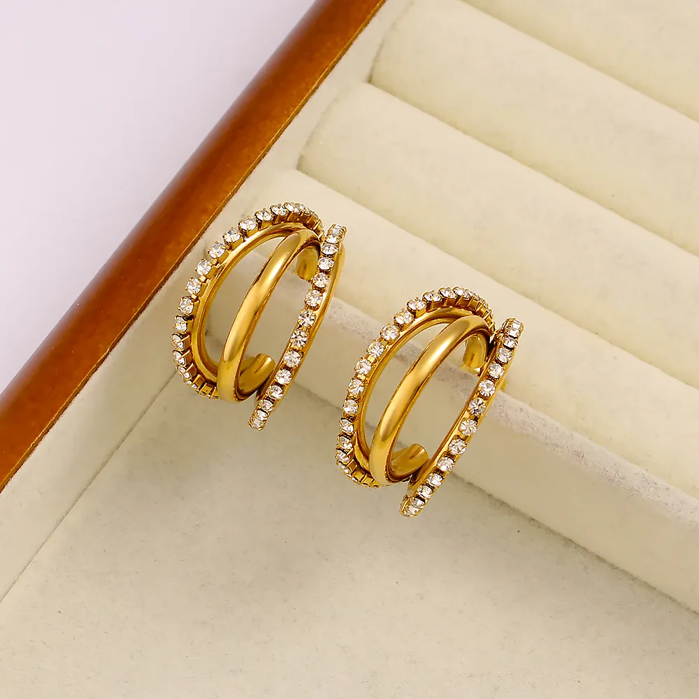 1 Pair Retro Classic Style C Shape 304 Stainless Steel 316 Stainless Steel  18K Gold Plated Ear Studs display picture 6