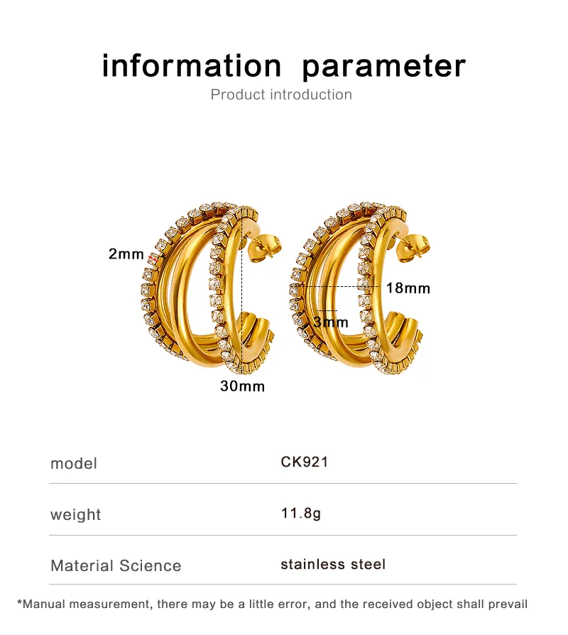 1 Pair Retro Classic Style C Shape 304 Stainless Steel 316 Stainless Steel  18K Gold Plated Ear Studs display picture 1