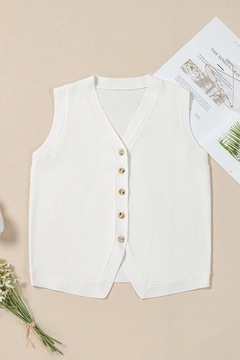 Women's Vest Sleeveless Blazers Button Casual Elegant Solid Color display picture 8