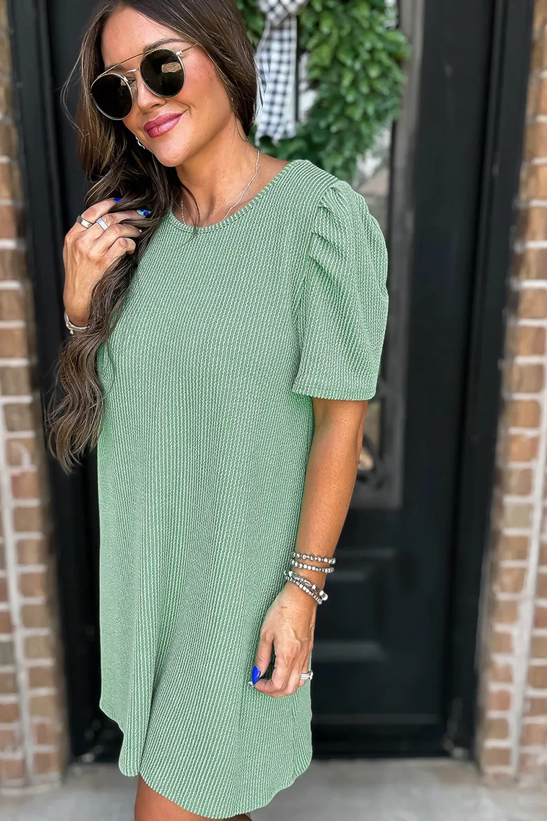 Women's Sheath Dress Vacation Simple Style Round Neck Short Sleeve Solid Color Above Knee Holiday display picture 6