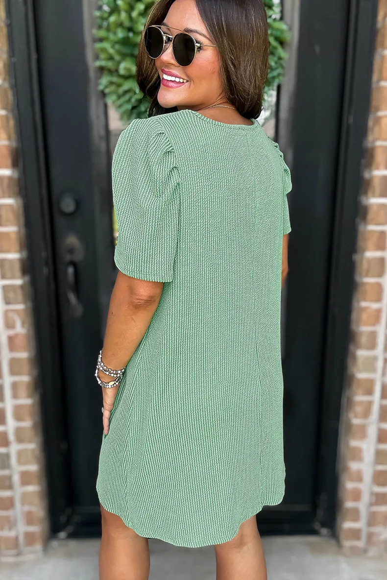 Women's Sheath Dress Vacation Simple Style Round Neck Short Sleeve Solid Color Above Knee Holiday display picture 7