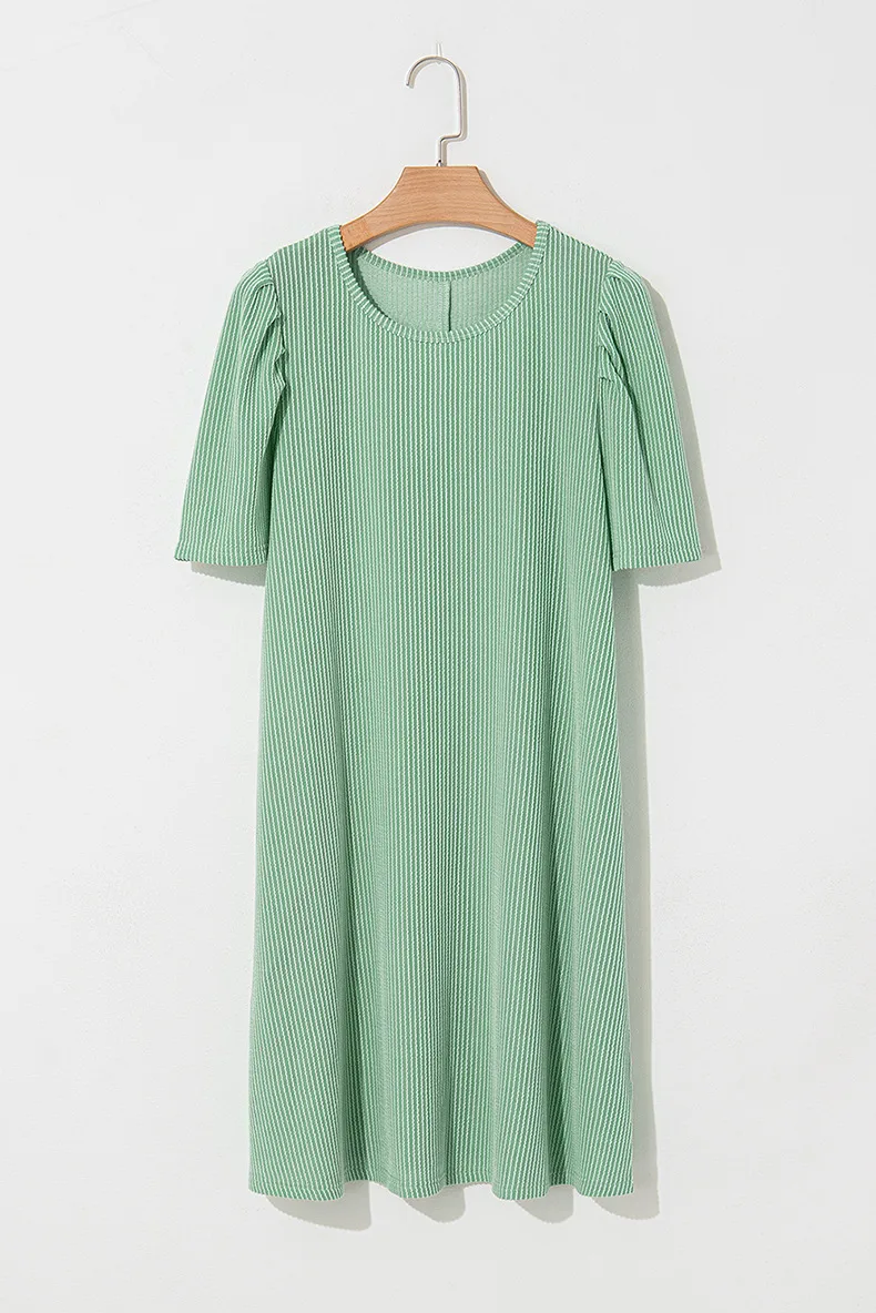 Women's Sheath Dress Vacation Simple Style Round Neck Short Sleeve Solid Color Above Knee Holiday display picture 8
