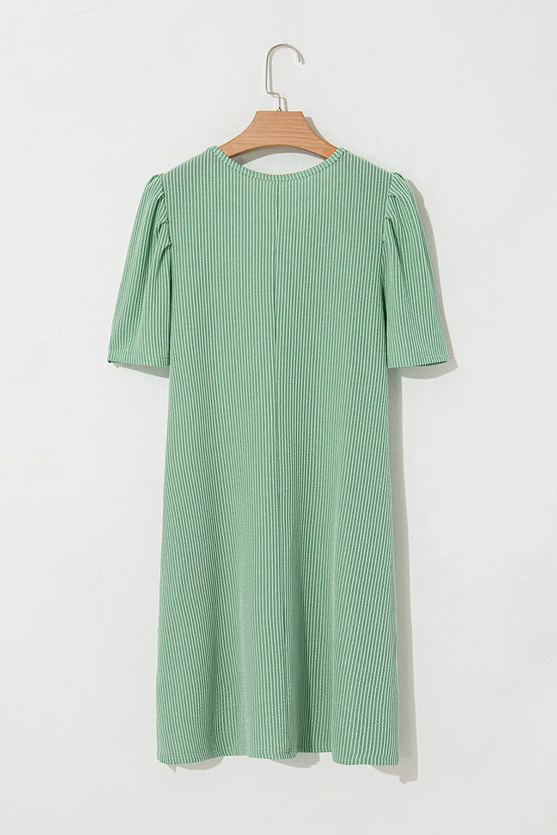 Women's Sheath Dress Vacation Simple Style Round Neck Short Sleeve Solid Color Above Knee Holiday display picture 9