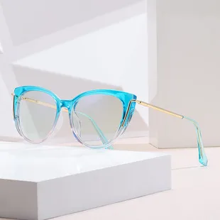 Modern Style Classic Style Geometric Pc Cat Eye Discoloration Full Frame Glasses display picture 1