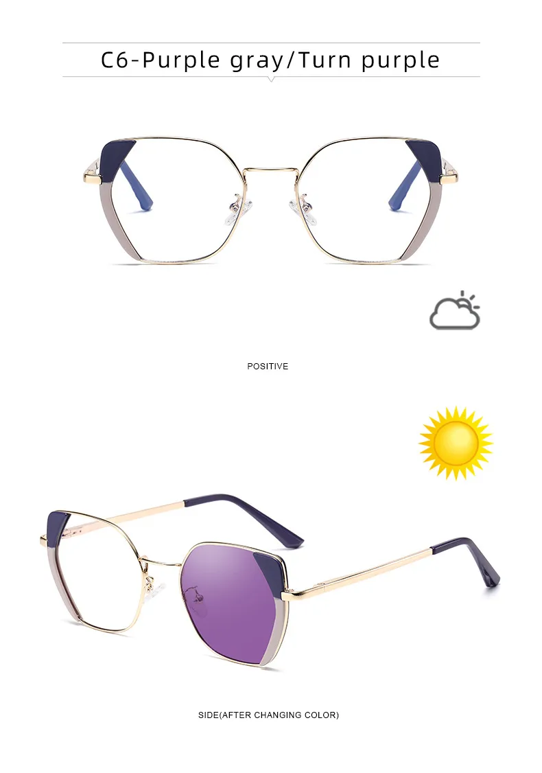 Streetwear Geometric Tac Cat Eye Full Frame Glasses display picture 17