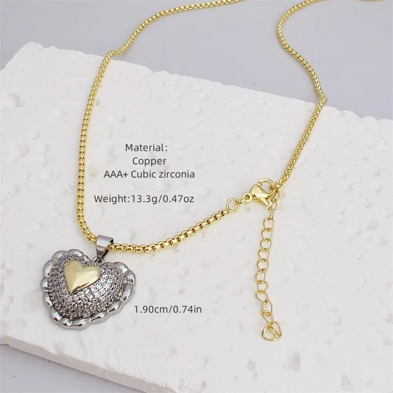Retro Classic Style Cross Star Heart Shape Copper Inlay Zircon 18K Gold Plated Women's Pendant Necklace display picture 1