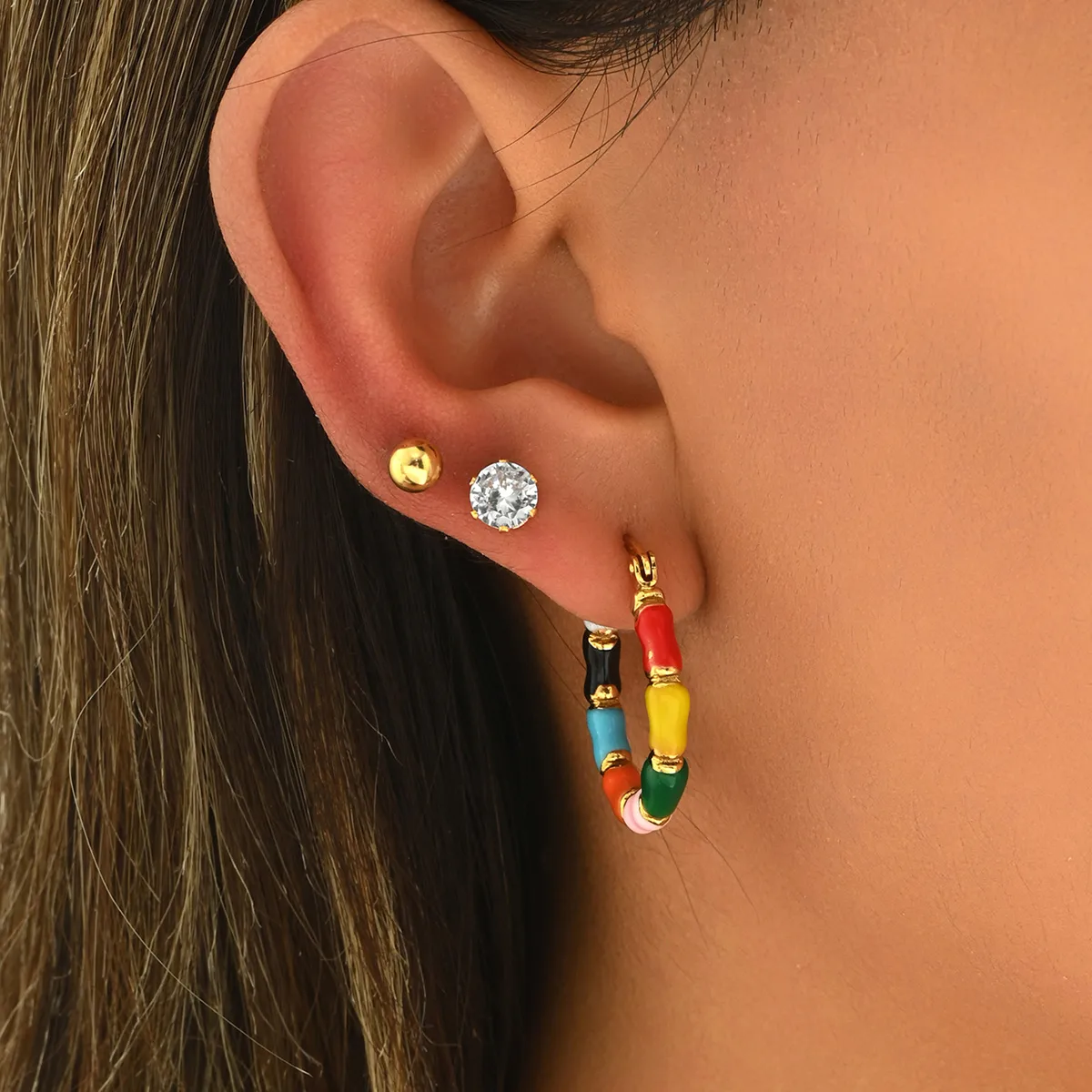 1 Set Vintage Style Sweet Artistic Geometric 201 Stainless Steel Earrings Ear Studs display picture 5