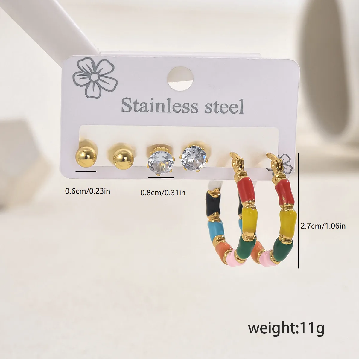 1 Set Vintage Style Sweet Artistic Geometric 201 Stainless Steel Earrings Ear Studs display picture 1