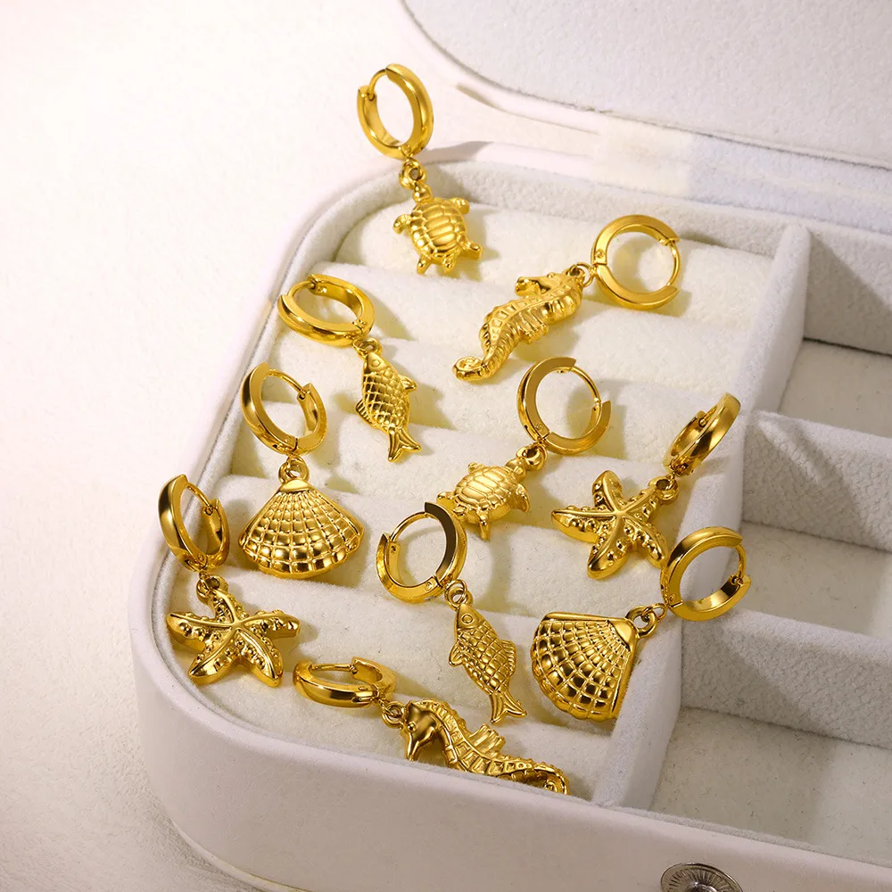 1 Pair Simple Style Ocean 304 Stainless Steel Drop Earrings display picture 8