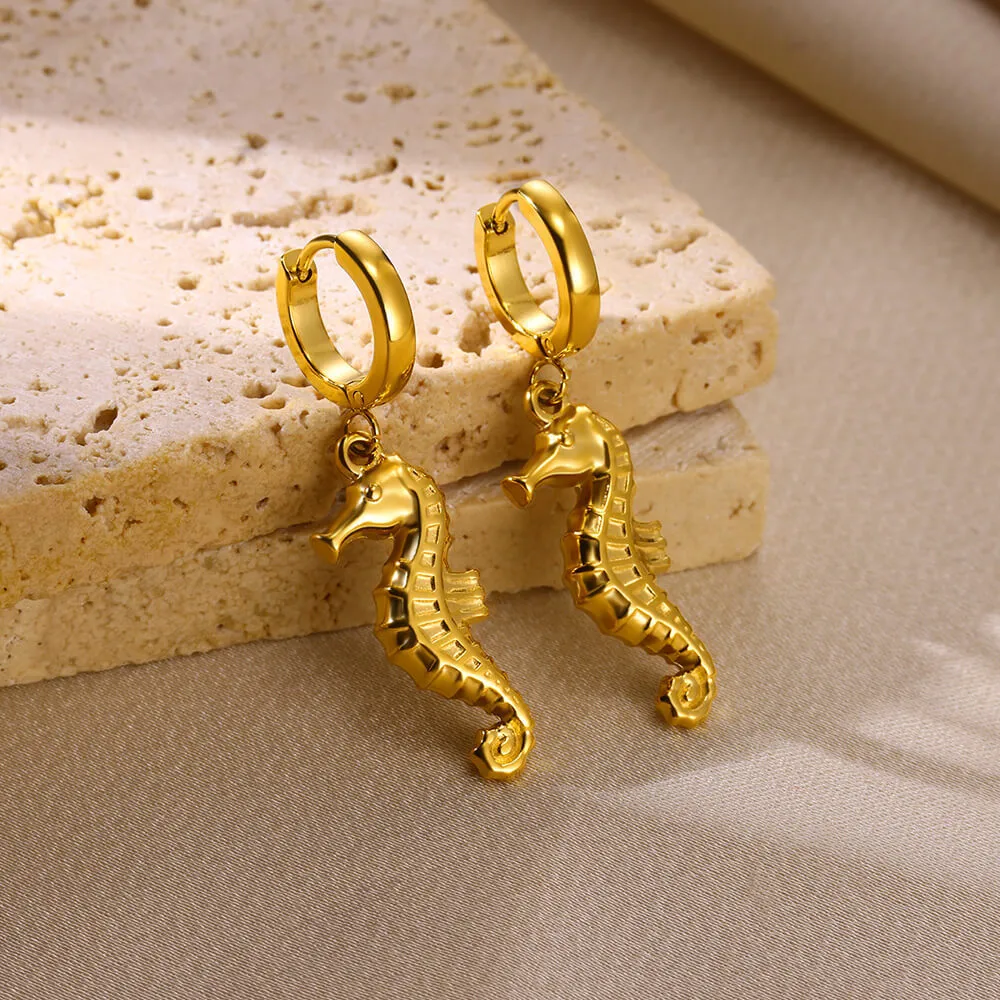 1 Pair Simple Style Ocean 304 Stainless Steel Drop Earrings display picture 1