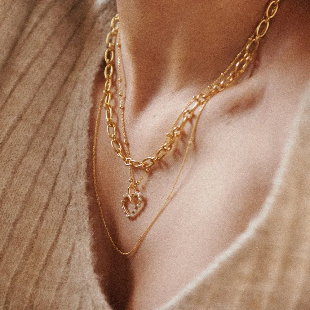 Vintage Style Heart Shape 304 Stainless Steel Imitation Pearl Copper Zircon Gold Plated Unisex Pendant Necklace display picture 2