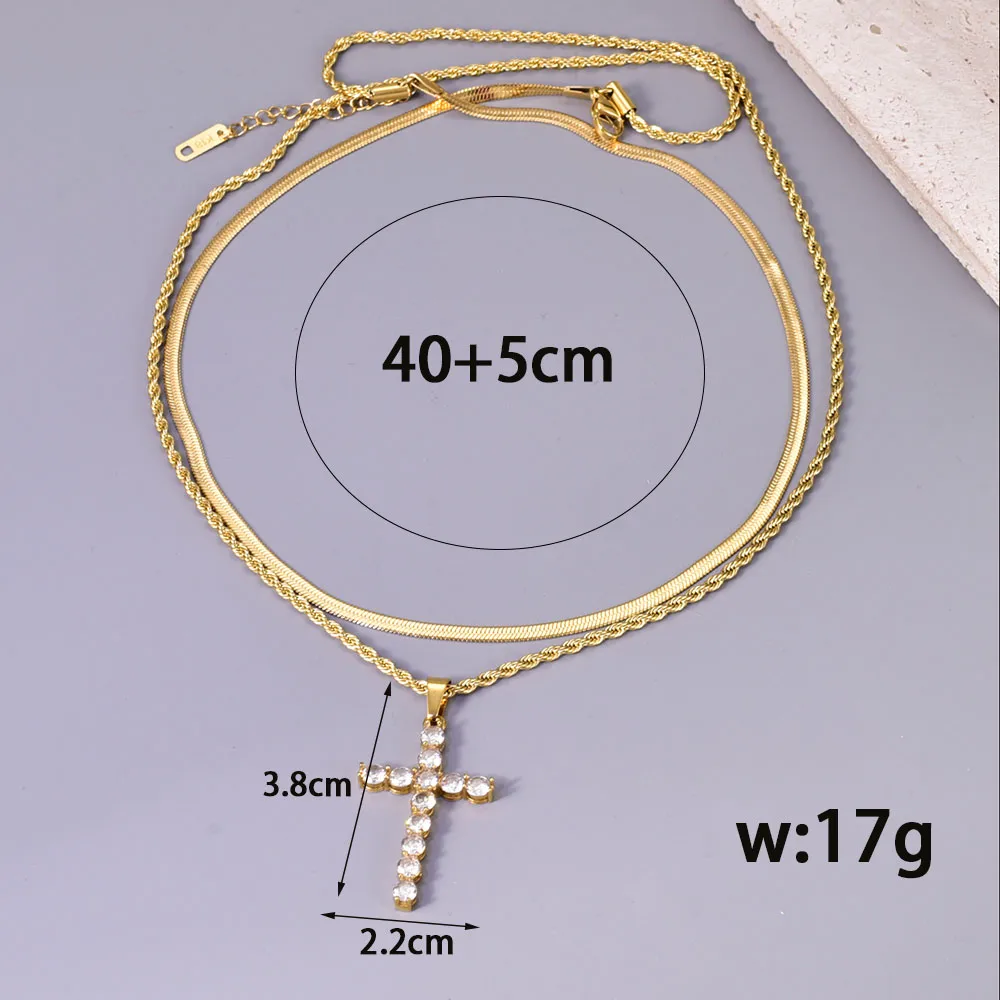 Simple Style Round 304 Stainless Steel Inlay Zircon 18K Gold Plated Women's Pendant Necklace display picture 3