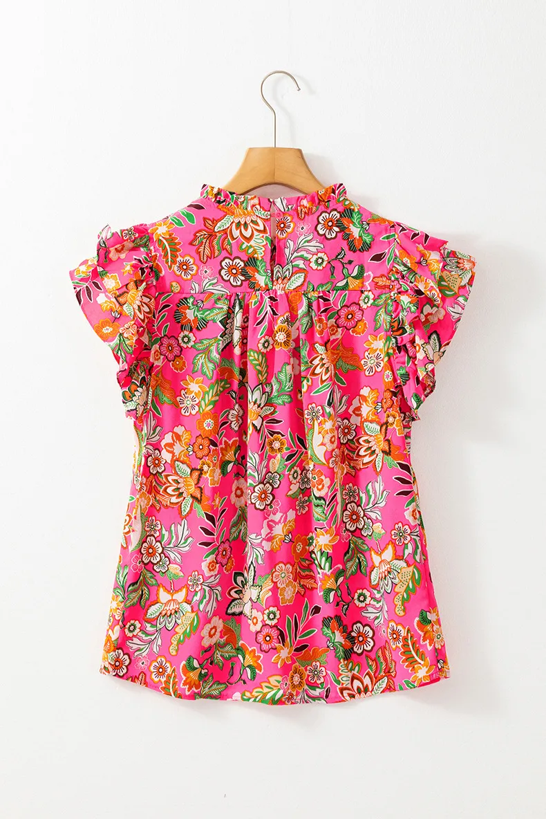 Women's Blouse Short Sleeve Blouses Vacation Simple Style Flower display picture 5