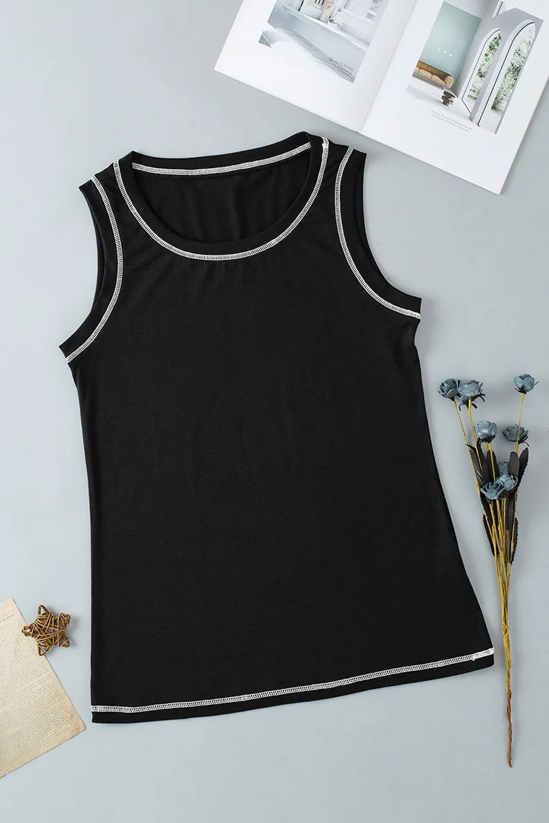 Women's Vest Tank Tops Contrast Binding Casual Solid Color display picture 5