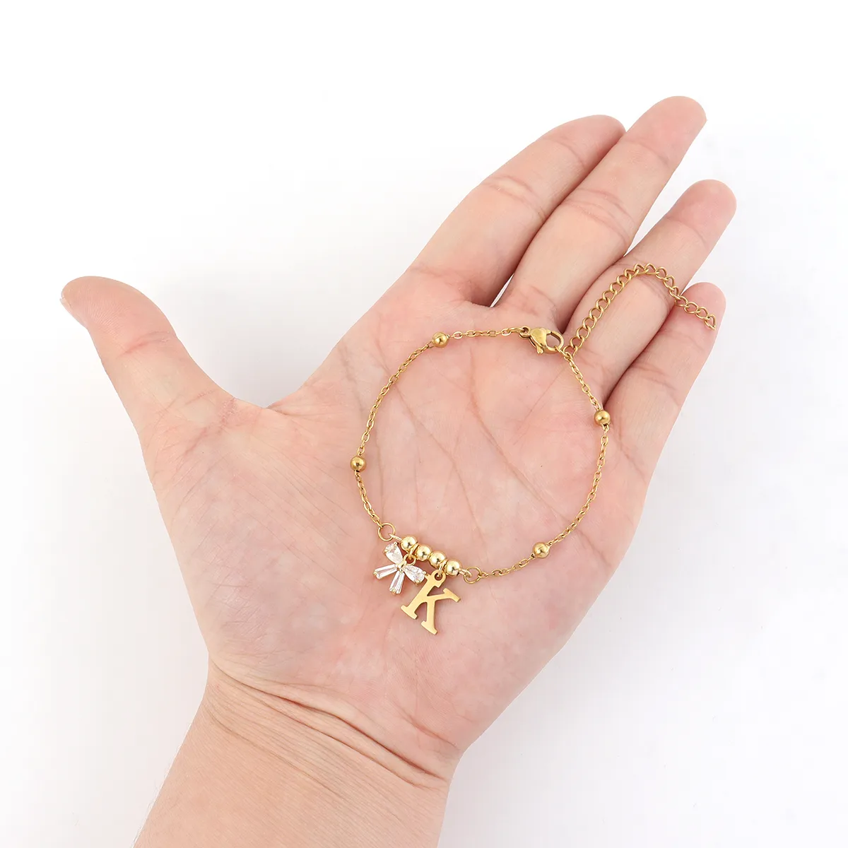 Simple Style Letter Bow Knot 201 Stainless Steel 304 Stainless Steel Copper Women's Bracelets display picture 2