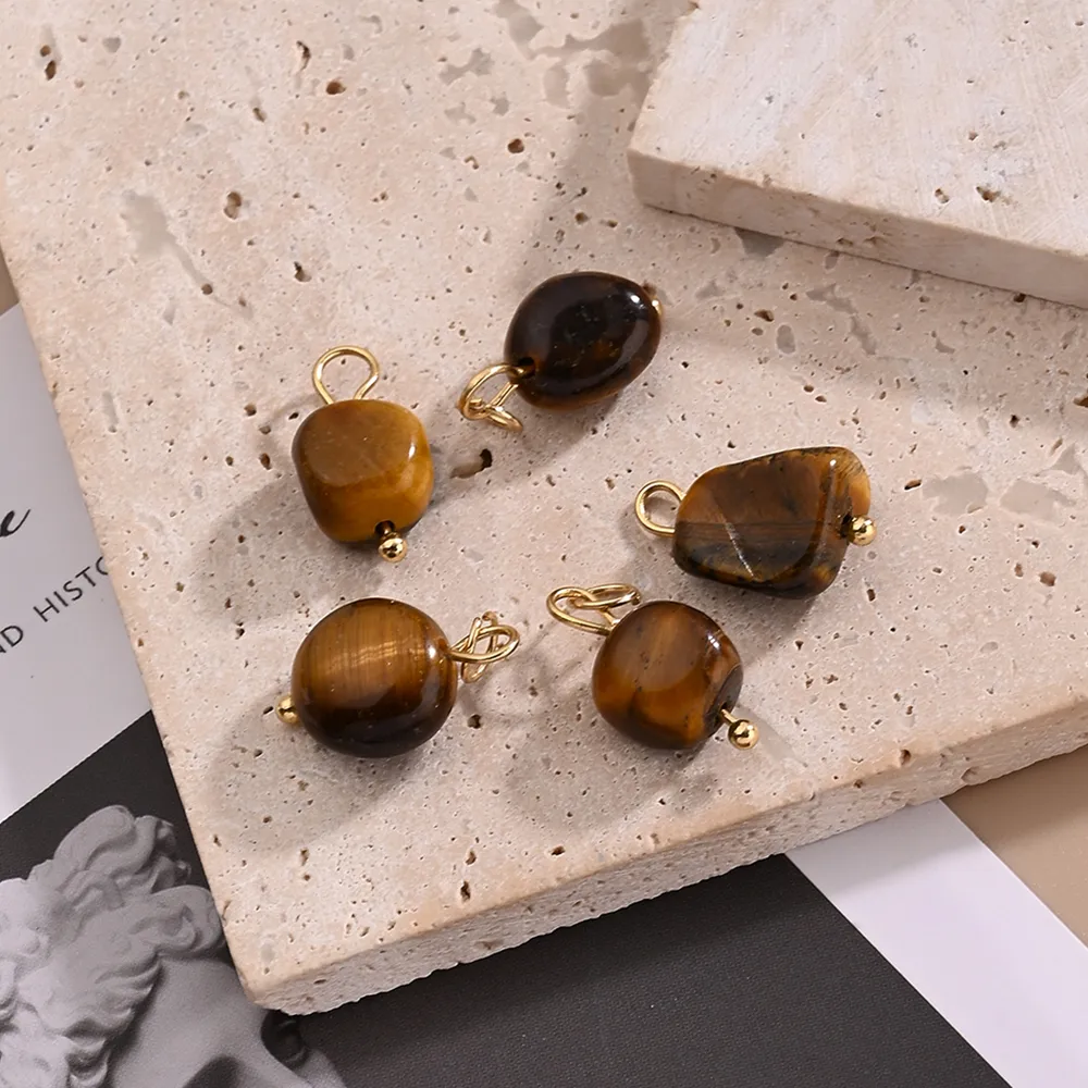 Casual Handmade Simple Style Marble Simple Solid Color 304 Stainless Steel Natural Stone Handmade Polishing Turquoise Amethyst  Tiger Eye Jewelry Accessories display picture 3
