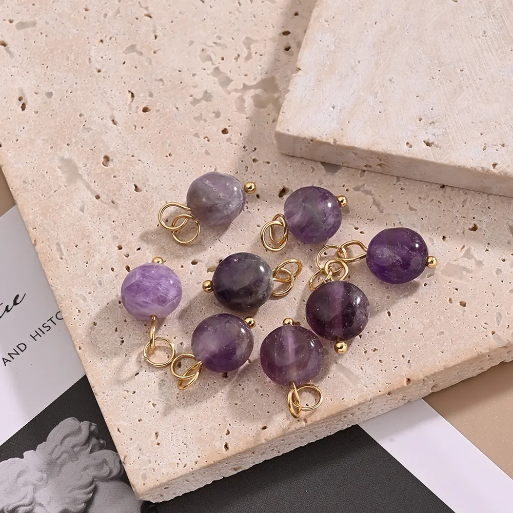 Casual Handmade Simple Style Marble Simple Solid Color 304 Stainless Steel Natural Stone Handmade Polishing Turquoise Amethyst  Tiger Eye Jewelry Accessories display picture 5