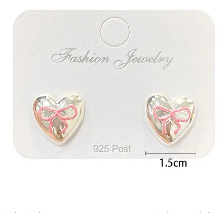 1 Pair Casual Elegant Sweet Heart Shape Enamel Alloy Ear Studs display picture 7