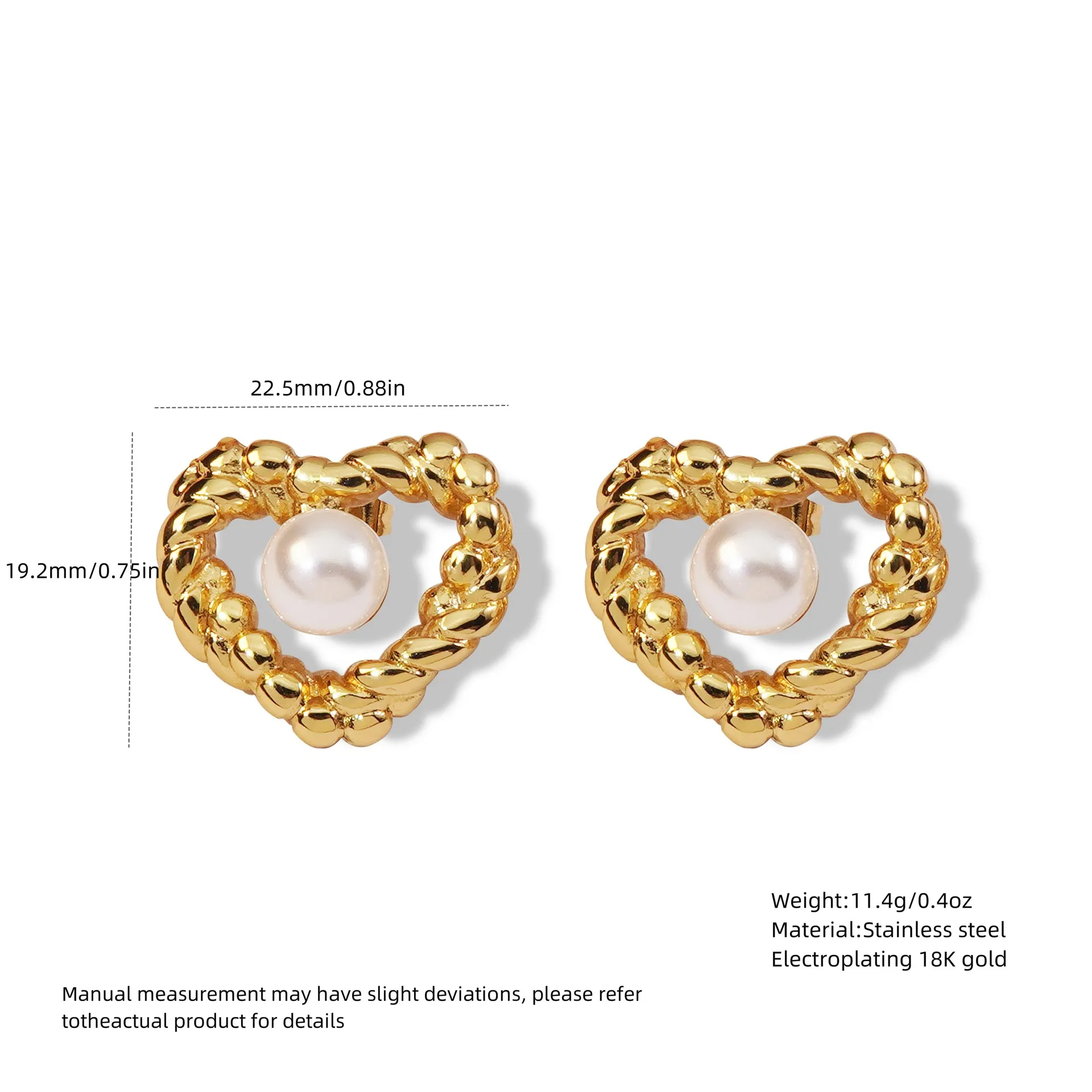 1 Pair Elegant Glam Heart Shape 304 Stainless Steel Ear Studs display picture 15