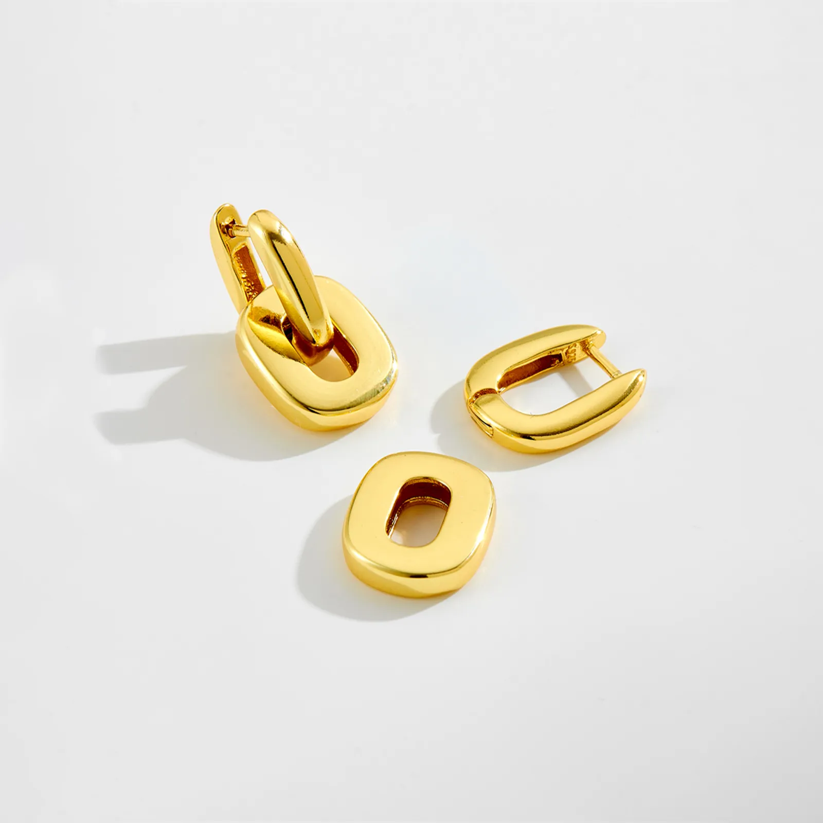 1 Pair Casual Simple Style Geometric Mixed Metal Copper 18K Gold Plated White Gold Plated Drop Earrings display picture 6
