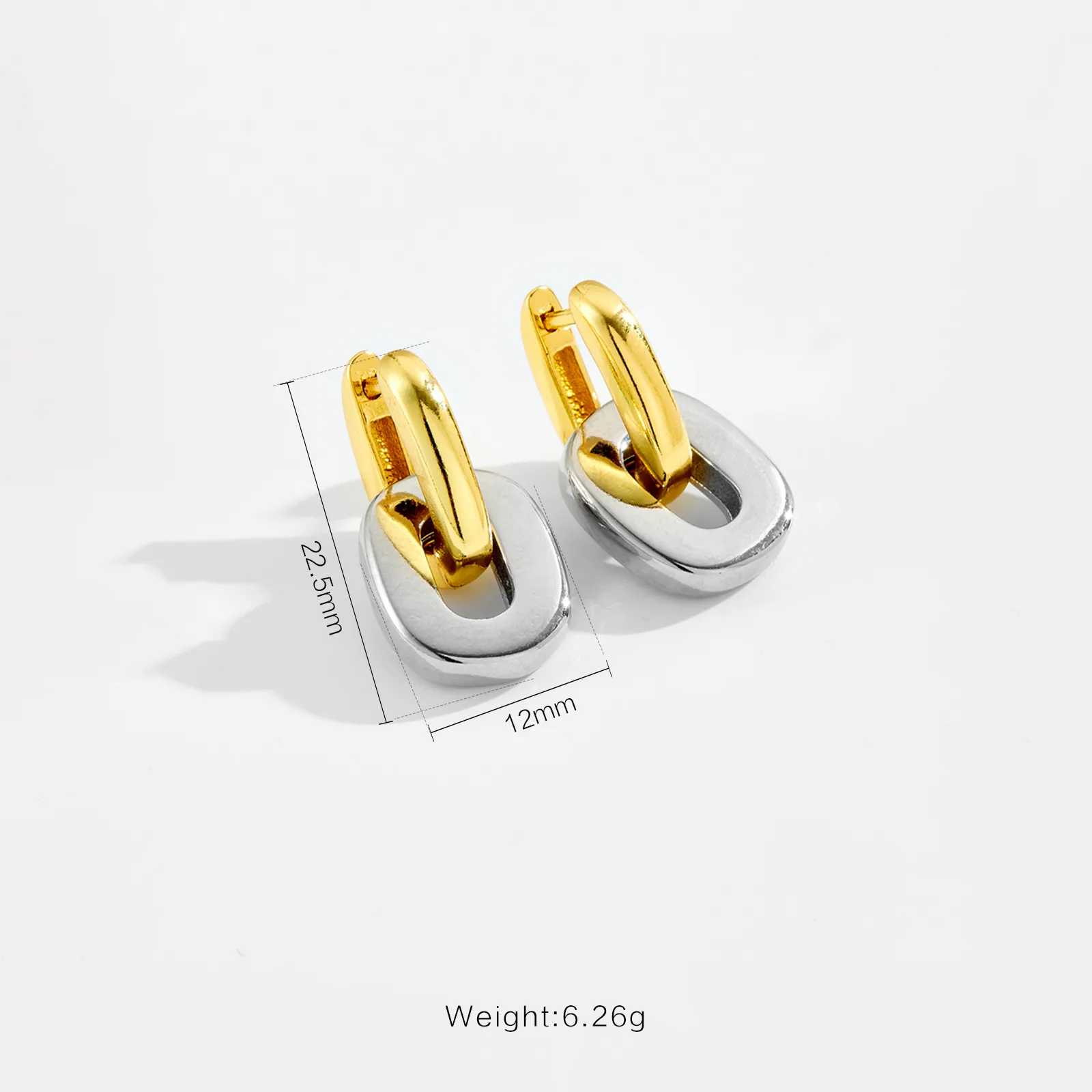 1 Pair Casual Simple Style Geometric Mixed Metal Copper 18K Gold Plated White Gold Plated Drop Earrings display picture 2