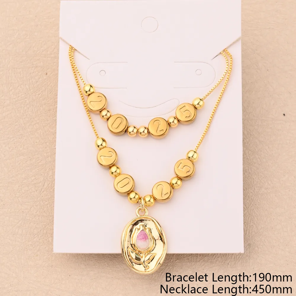 Casual Simple Style Cherry Heart Shape Flower 304 Stainless Steel Copper Polishing Enamel Plating Zircon 18K Gold Plated Women's Jewelry Set display picture 5